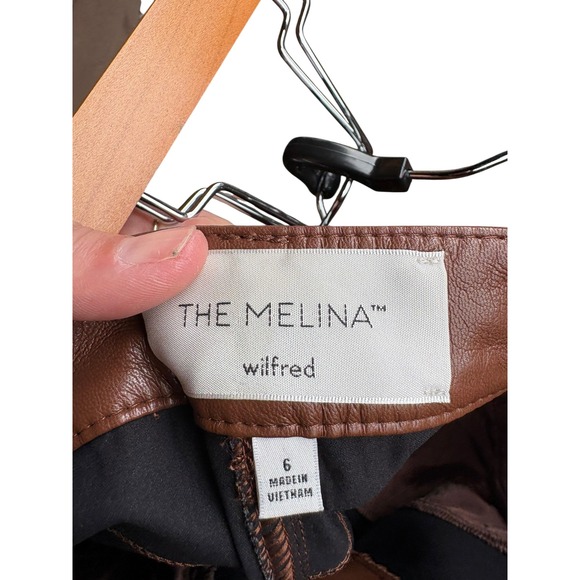 NWOT Wilfred Melina High Waisted Straight Leg Camel Vegan Leather Pants - 66 - Picture 4 of 6